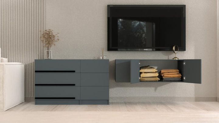 Комплект в гостиную Бастион 2.5 м, Графит